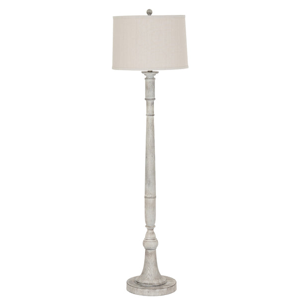 White Resin Floor Lamp with Linen Shade – 154cm, complete floor lamp alternate view
