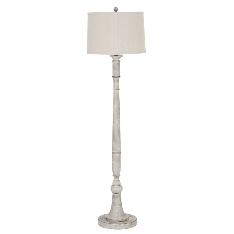 White Resin Floor Lamp with Linen Shade – 154cm, complete floor lamp alternate view