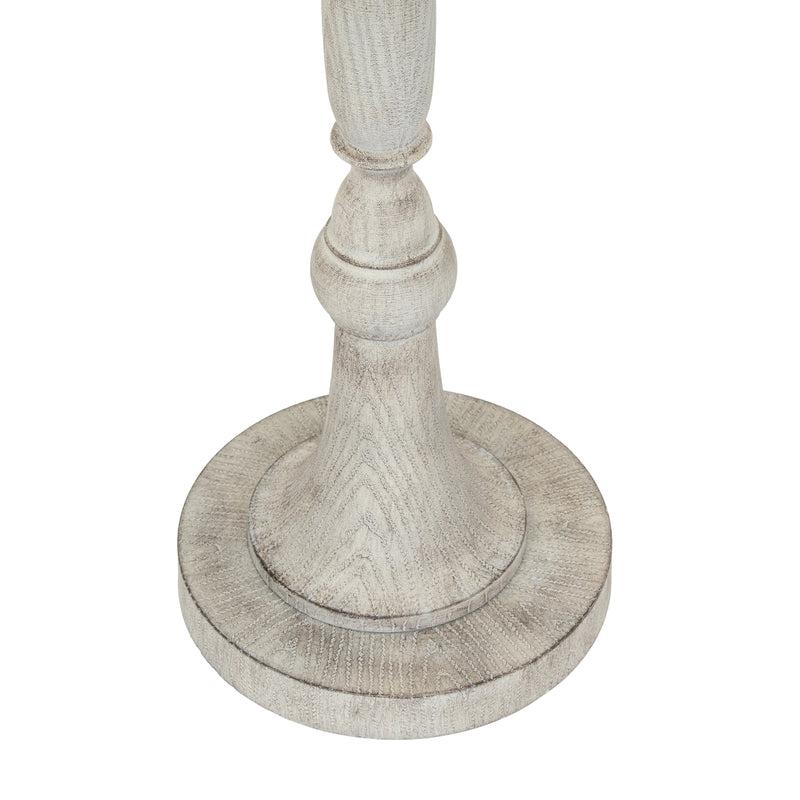 White Resin Floor Lamp with Linen Shade – 154cm, white resin base detail