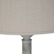 White Resin Floor Lamp with Linen Shade – 154cm, linen shade and base detail