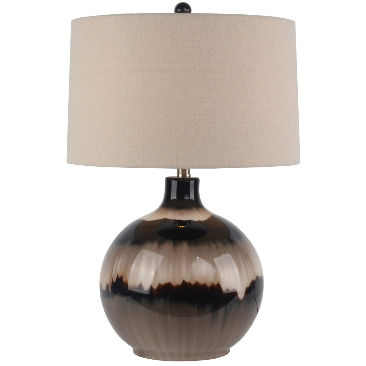 Sepia Shadows Glass Table Lamp with Linen Shade – 66cm, full product view