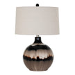 Sepia Shadows Glass Table Lamp with Linen Shade – 66cm, alternate full product view