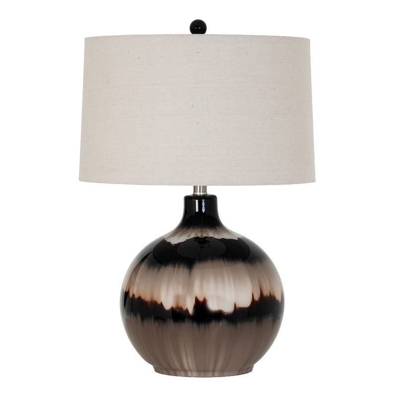 Sepia Shadows Glass Table Lamp with Linen Shade – 66cm, alternate full product view