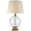 Lunel Glass Orb Table Lamp with Edged Linen Shade – 79cm, full product view