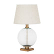 Lunel Glass Orb Table Lamp with Edged Linen Shade – 79cm, alternate full product view