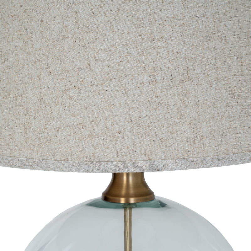 Lunel Glass Orb Table Lamp with Edged Linen Shade – 79cm, edged linen shade detail