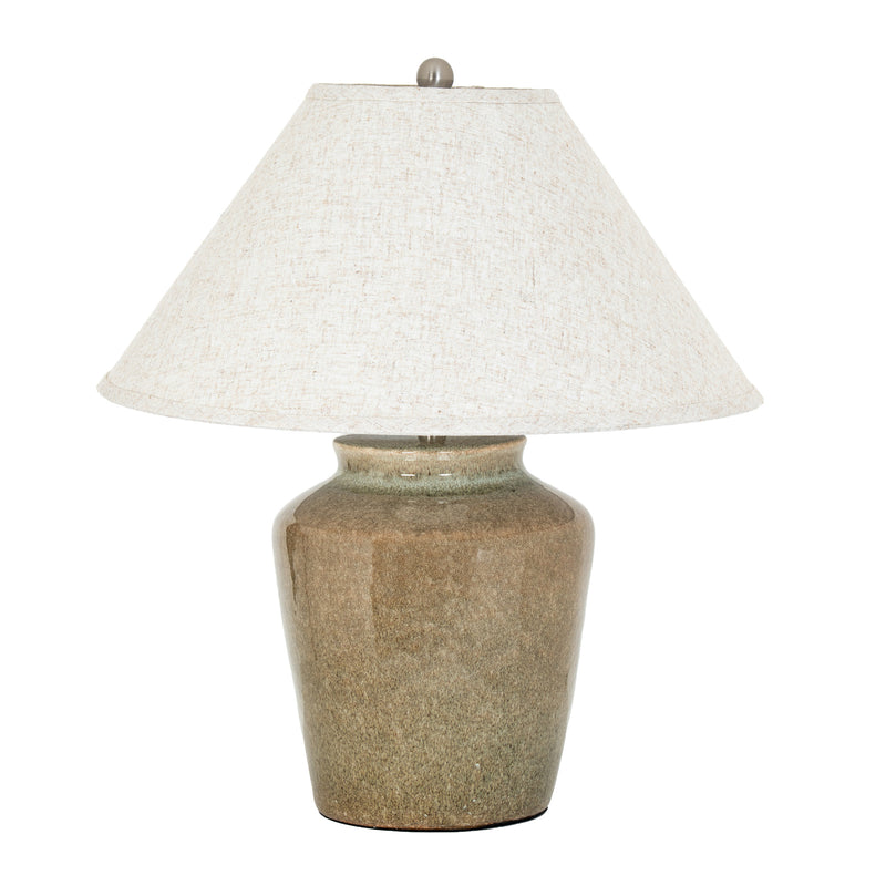Mottura Green Ceramic Table Lamp with Edged Linen Shade – 66cm, alternate full product view