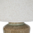 Mottura Green Ceramic Table Lamp with Edged Linen Shade – 66cm, shade and base detail