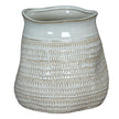 Wide Hewn-Texture White Ceramic Vase – 26cm, single vase front view