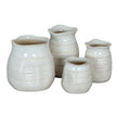 Wide Hewn-Texture White Ceramic Vase – 26cm, coordinating vase shapes shown together