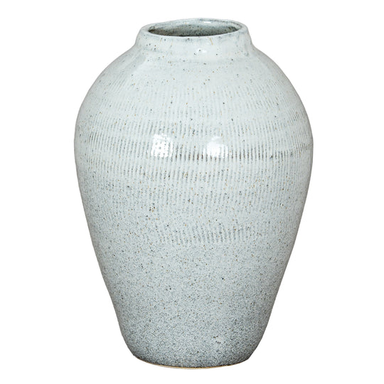 Large White Olpe Ceramic Vase – 44cm, single vase front view