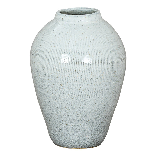 Large White Olpe Ceramic Vase – 44cm, single vase front view