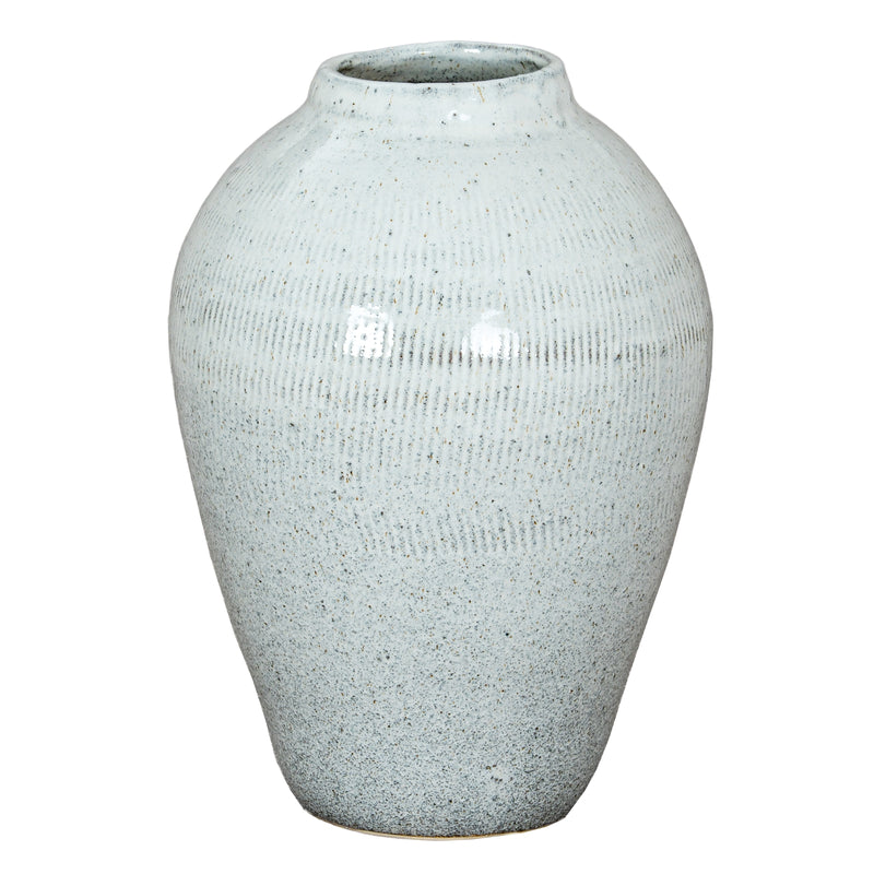 Large White Olpe Ceramic Vase – 44cm, single vase front view