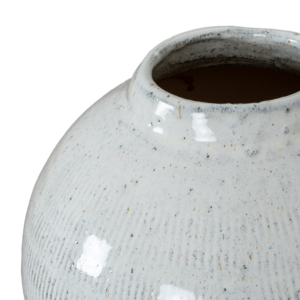 Large White Olpe Ceramic Vase – 44cm, open rim detail