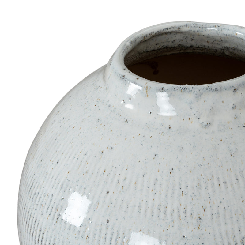 Large White Olpe Ceramic Vase – 44cm, open rim detail