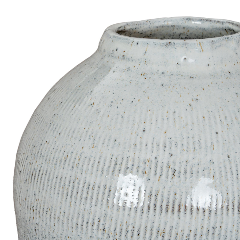 Large White Olpe Ceramic Vase – 44cm, glazed ceramic texture detail