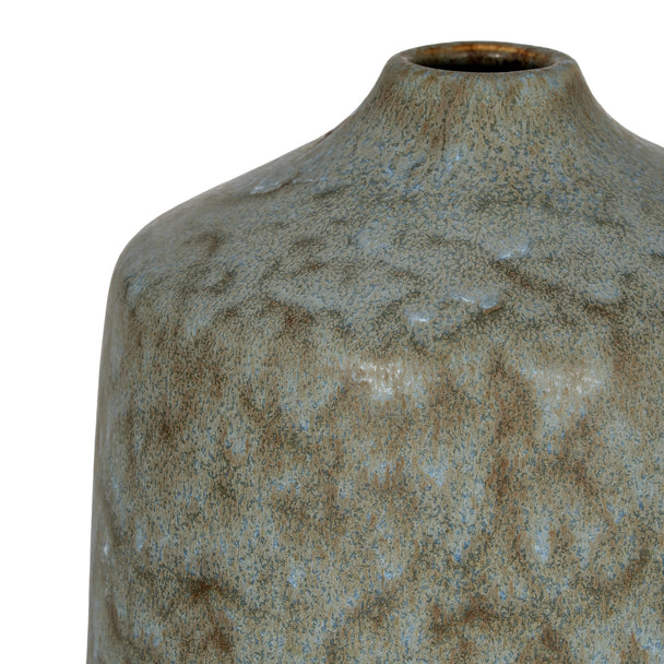Grey Ceramic Bottle Vase – 30cm, mottled grey glaze detail