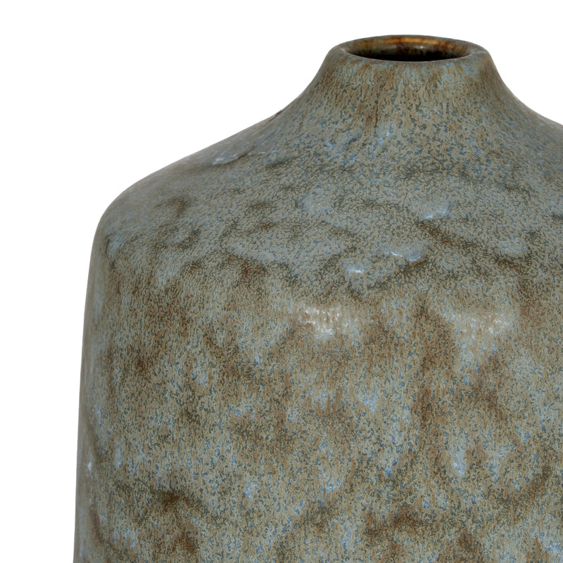 Grey Ceramic Bottle Vase – 30cm, mottled grey glaze detail