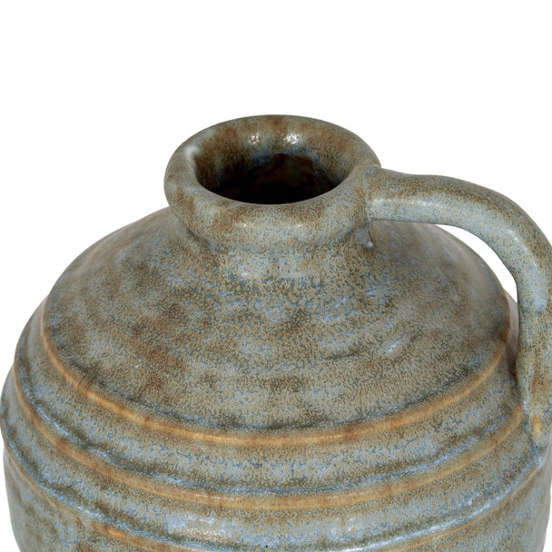 Grey Ceramic Jug Vase – 23cm, open rim and handle detail