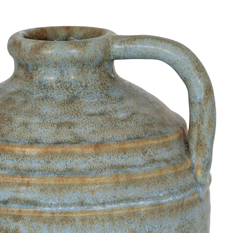 Grey Ceramic Jug Vase – 23cm, mottled glaze and handle detail
