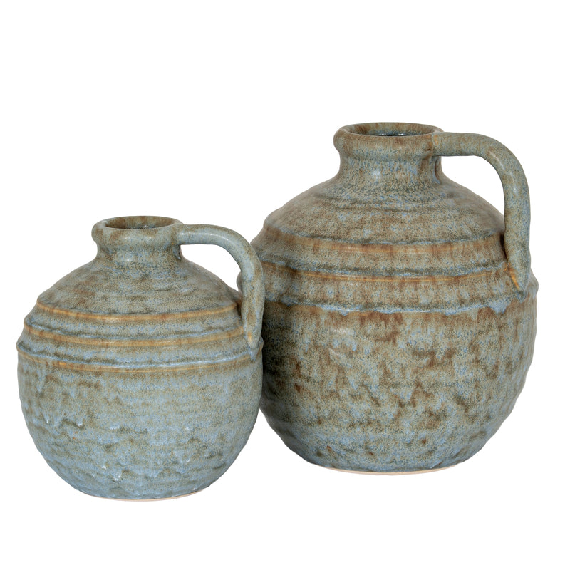 Grey Ceramic Jug Vase – 23cm, two coordinating jug vases shown together