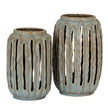 Grey Ceramic Lantern Candle Holder – 27cm, two coordinating lantern sizes shown together