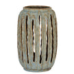 Tall Grey Ceramic Lantern Candle Holder – 32cm, single tall ceramic lantern front view