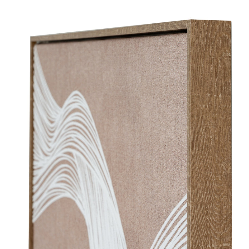 Clayre Textured Line Art in Wood Frame – 60 × 80cm, wood frame angle detail