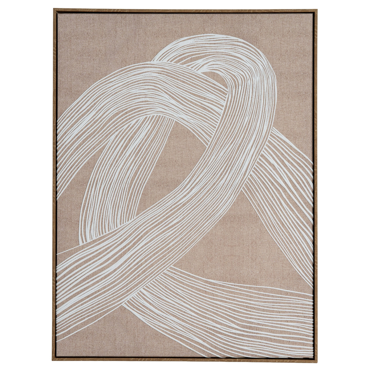 Lunora Textured Line Art in Wood Frame – 60 × 80cm, full artwork view