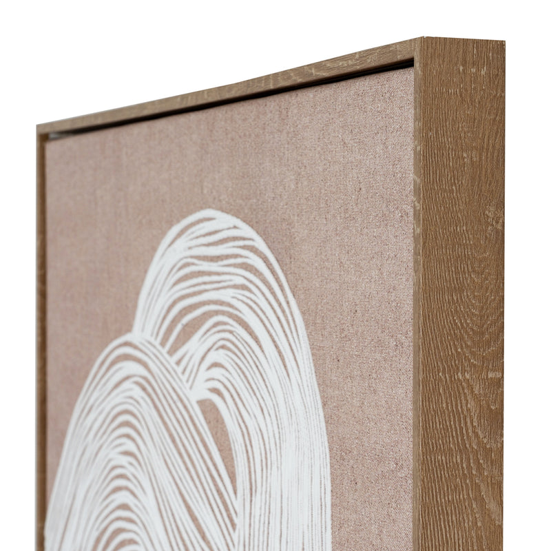 Lunora Textured Line Art in Wood Frame – 60 × 80cm, wood frame angle detail