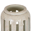 Wide White Ceramic Pillar Candle Holder – 24cm, open rim and rectangular cut-outs detail