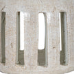 Wide White Ceramic Pillar Candle Holder – 24cm, white ceramic surface and cut-outs detail