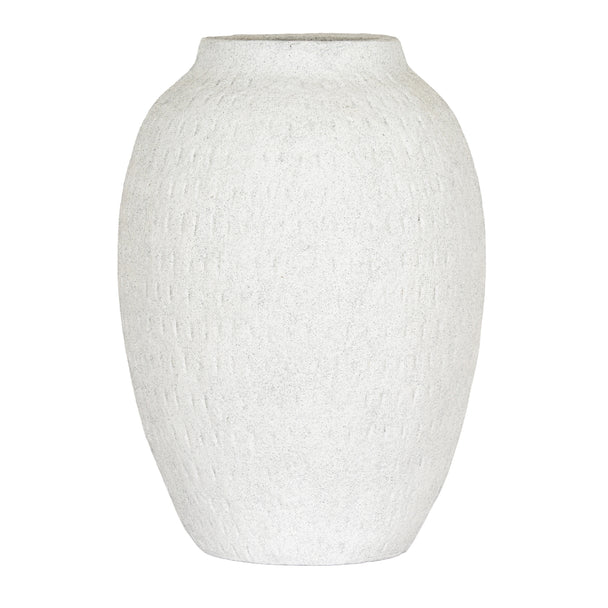 Tall White Ceramic Vase – 35cm, single tall vase front view