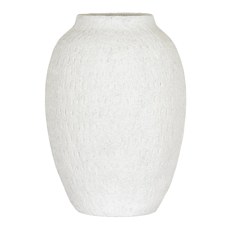 Tall White Ceramic Vase – 35cm, single tall vase front view
