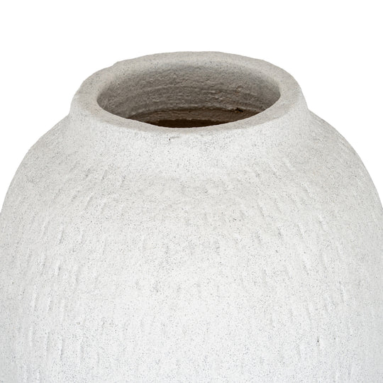 Tall White Ceramic Vase – 35cm, open rim detail