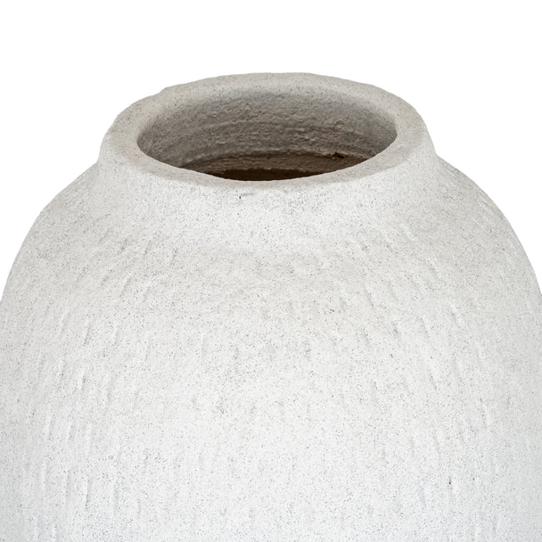 Tall White Ceramic Vase – 35cm, open rim detail