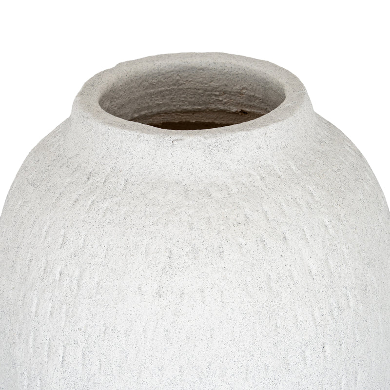Tall White Ceramic Vase – 35cm, open rim detail