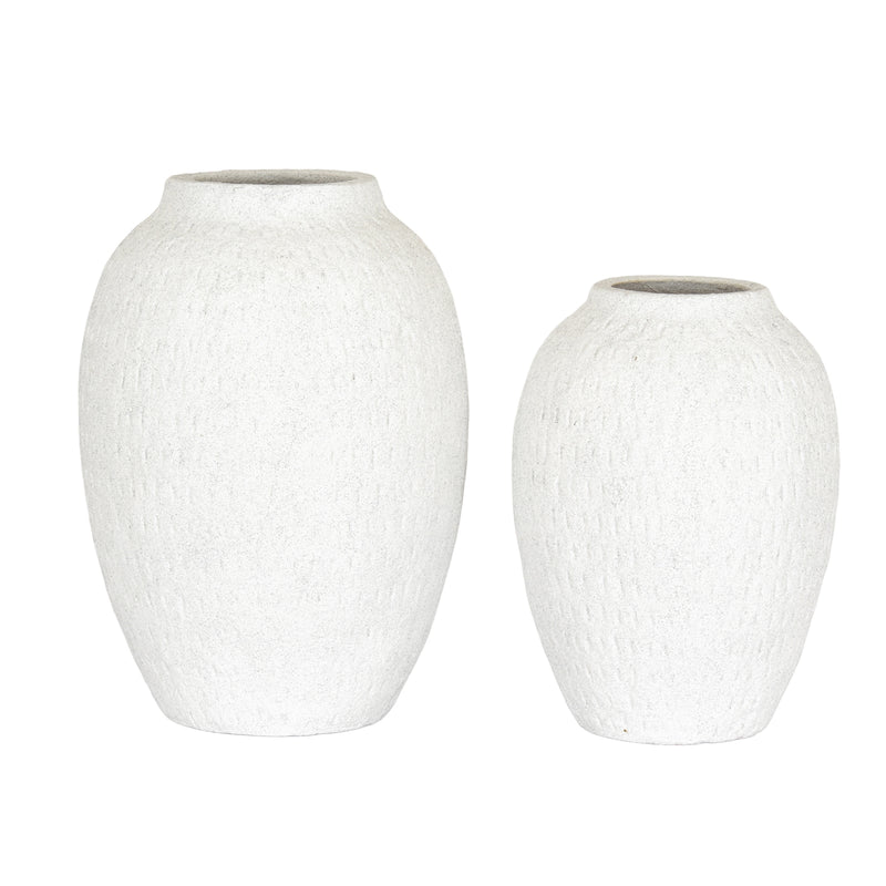 Tall White Ceramic Vase – 35cm, two coordinating sizes shown together