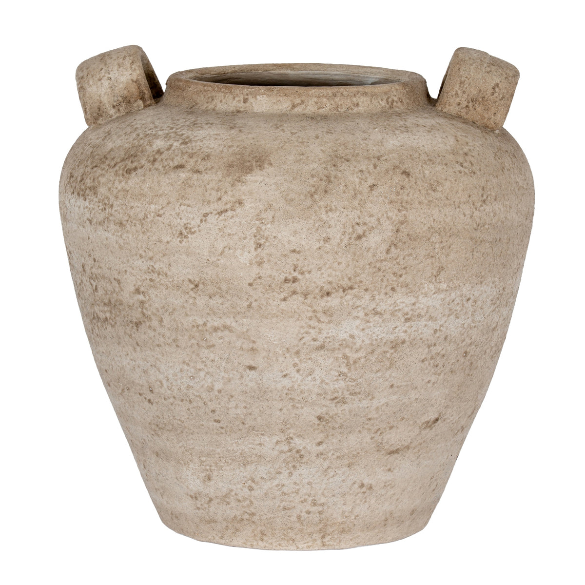 Brown Ceramic Urn Vase with Handles – 35cm, single handled urn vase front view