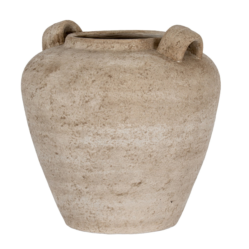 Brown Ceramic Urn Vase with Handles – 35cm, single handled urn vase alternate angle