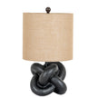 Black Knot Table Lamp with Hessian Shade – 51cm, full product view