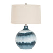 Ocean Shadows Glass Table Lamp with Linen Shade – 63.5cm, full product view