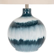 Ocean Shadows Glass Table Lamp with Linen Shade – 63.5cm, blue glass base detail