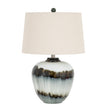 Midnight Shadows Glass Table Lamp with Linen Shade – 61cm, full product view