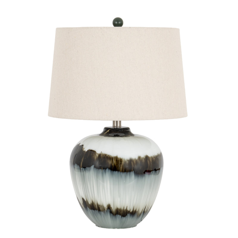 Midnight Shadows Glass Table Lamp with Linen Shade – 61cm, full product view