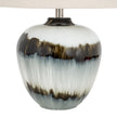 Midnight Shadows Glass Table Lamp with Linen Shade – 61cm, dark glass base detail