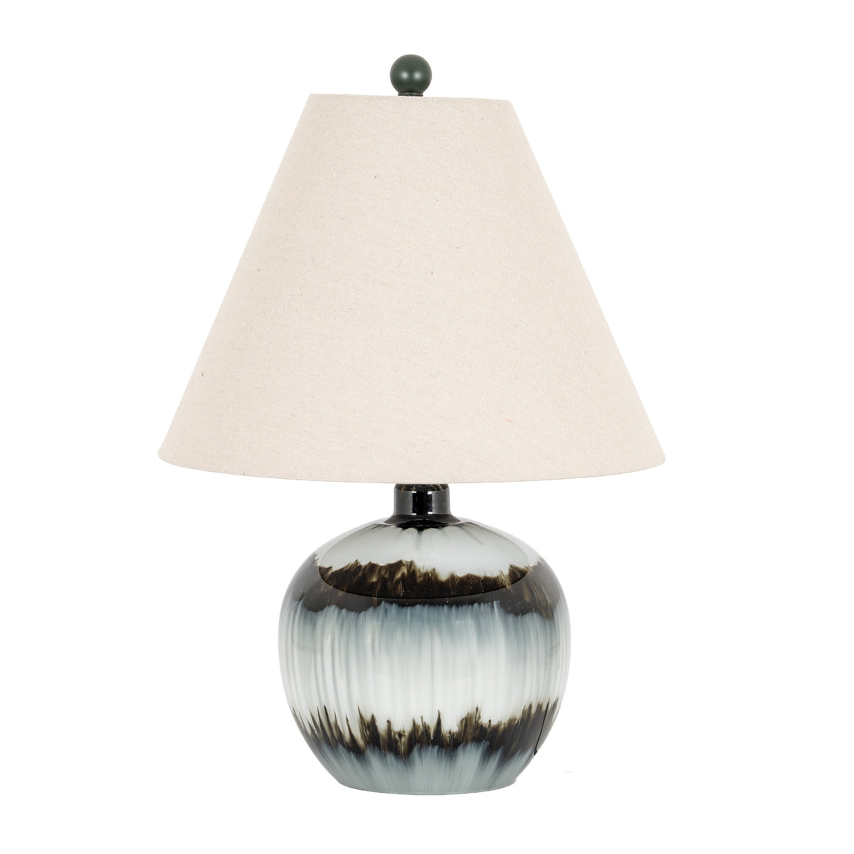 Midnight Shadows Squat Glass Table Lamp with Linen Shade – 54cm, full product view