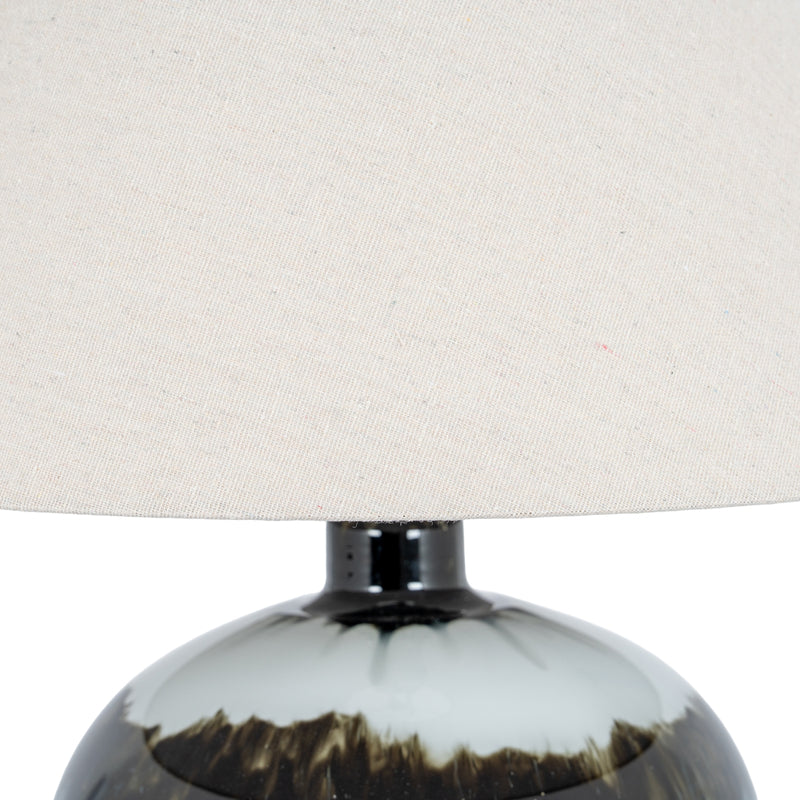Midnight Shadows Squat Glass Table Lamp with Linen Shade – 54cm, linen shade detail