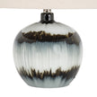 Midnight Shadows Squat Glass Table Lamp with Linen Shade – 54cm, dark glass base detail