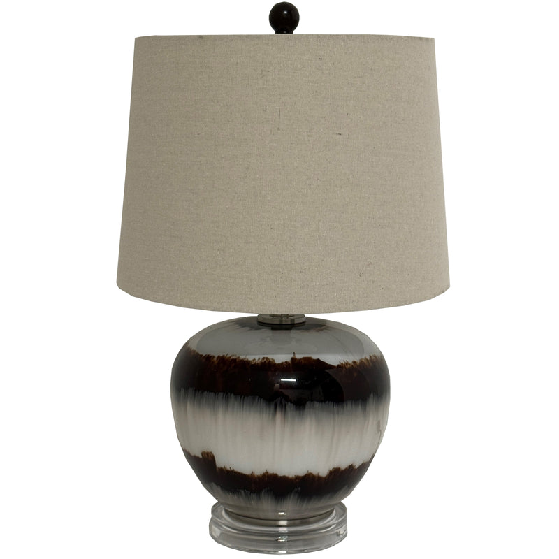 Sepia Shadows Squat Table Lamp with Linen Shade – 56cm, full product view